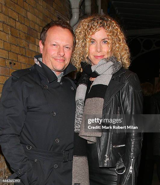 Neil Stuke and Sally Ann Stuke leaving the Weir press night on January 21, 2014 in London, England.