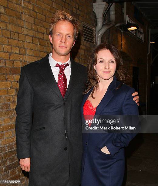 Rupert Penry-Jones and Dervla Kirwan leaving the Weir press night on January 21, 2014 in London, England.