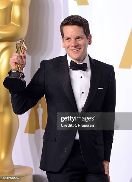 Writer Graham Moore poses in the press room during the 87th Annual Academy Awards at Loews Hollywood Hotel on February 22, 2015 in Hollywood,...