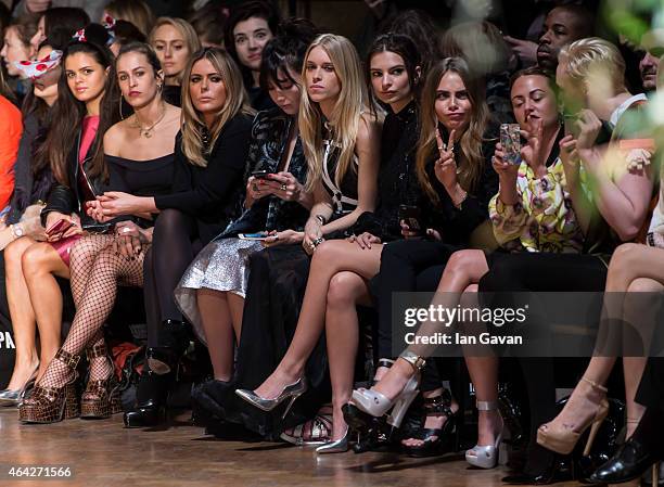 Bip Ling, Alice Dellal, Patsy Kensit, Daisy Lowe, Mary Charteris, Jaime Winstone and Gwendoline Christie attend the GILES show during London Fashion...