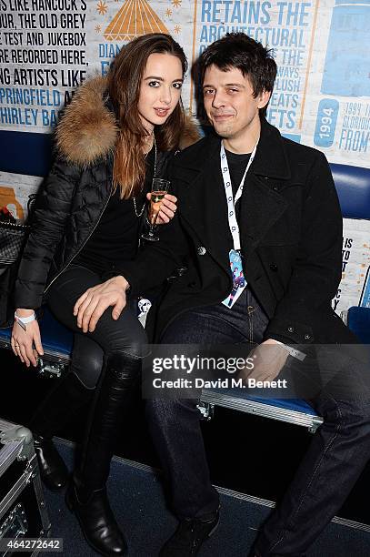 Fenton Bailey and Sarah Stanbury attend War Child & O2 BRIT Awards Show at O2 Shepherd's Bush Empire on February 23, 2015 in London, England.