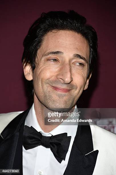 Actor Adrien Brody arrives at the 21st Century Fox And Fox Searchlight Oscar Party at BOA Steakhouse on February 22, 2015 in West Hollywood,...