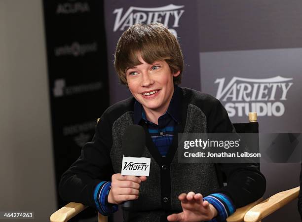 Actor Jacob Lofland speaks on the Variety Studio: Sundance Edition presented by Dawn Levy on January 21, 2014 in Park City, Utah.