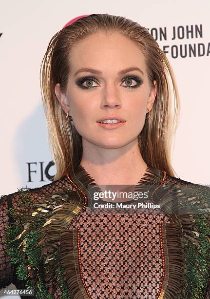 Lindsay Ellingson arrives at the 23rd Annual Elton John AIDS Foundation Academy Awards Viewing Party at The City of West Hollywood Park on February...