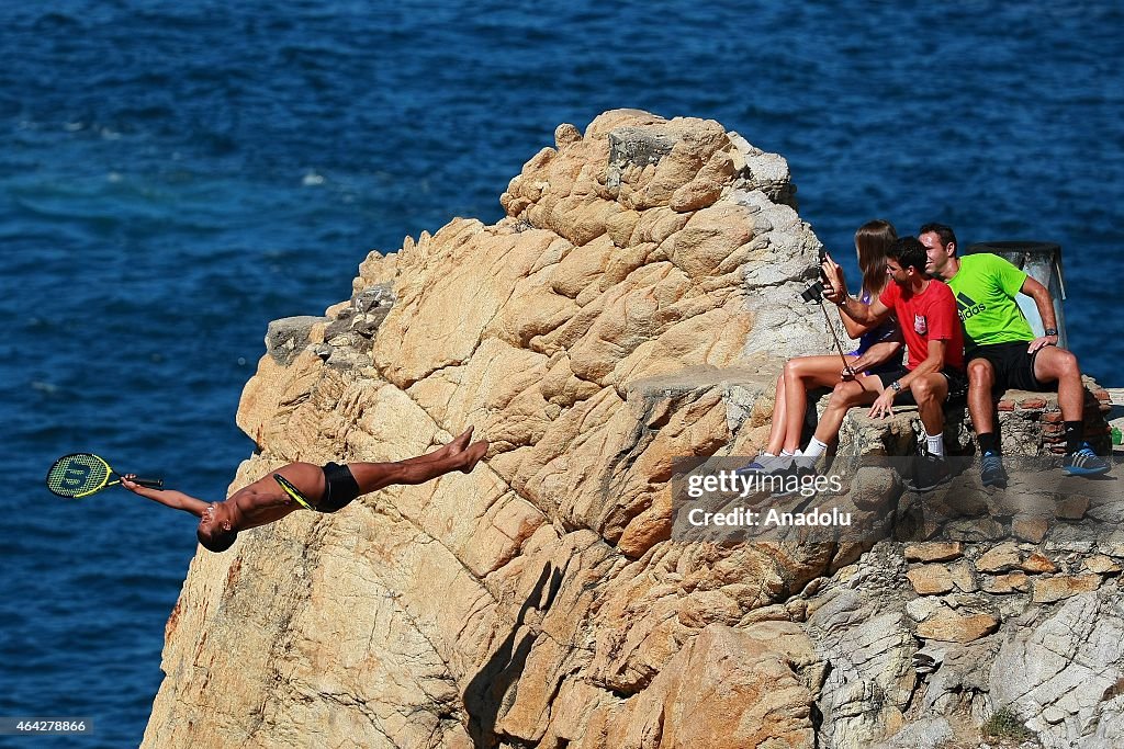 Tennis players enjoy at La Quebrada Cliff before Mexican Open in Acapulco