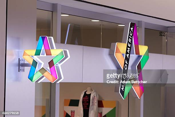 Signage hangs at Mall of America during a media tour of its security systems on February 23, 2015 in Bloomington, Minnesota. In a newly released...