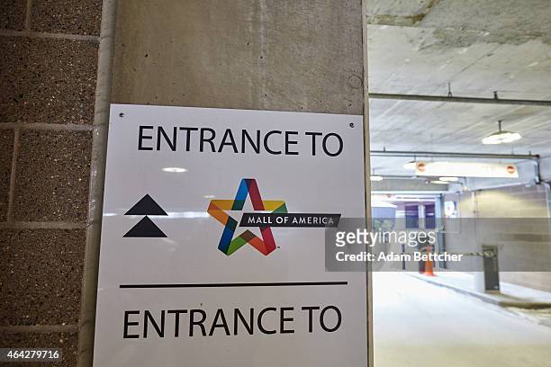 Signage hangs at Mall of America during a media tour of its security systems on February 23, 2015 in Bloomington, Minnesota. In a newly released...