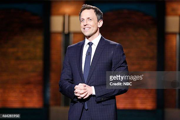 Episode 0168 -- Pictured: Host Seth Meyers during the monologue on February 23, 2015 --