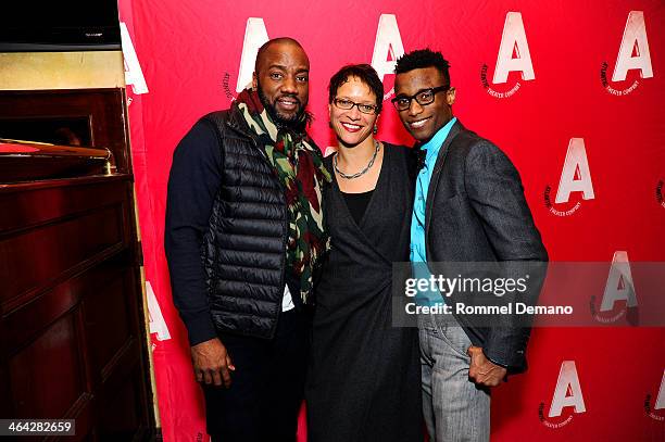 Malik Yoba, Director Leah C. Gardiner and Sheldon Best attend "The Lonliness Of A Long Distance Runner" opening night at Jake's Saloon on January 21,...