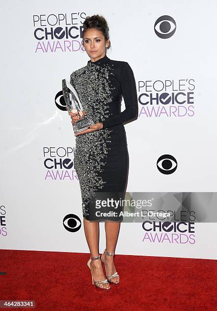 Actress Nina Dobrev attends The 40th Annual People's Choice Awards - Press Room held at Nokia Theatre L.A. Live on January 8, 2014 in Los Angeles,...
