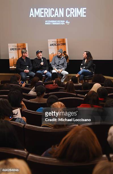 Executive producer Michael MacDonald, actor Timothy Hutton, executive producer, writer and show creator John Ridley, and Entertainment Weekly writer...