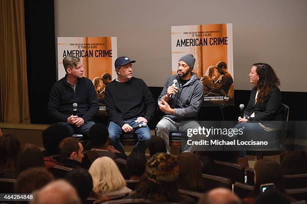 Executive producer Michael MacDonald, actor Timothy Hutton, executive producer, writer and show creator John Ridley, and Entertainment Weekly writer...