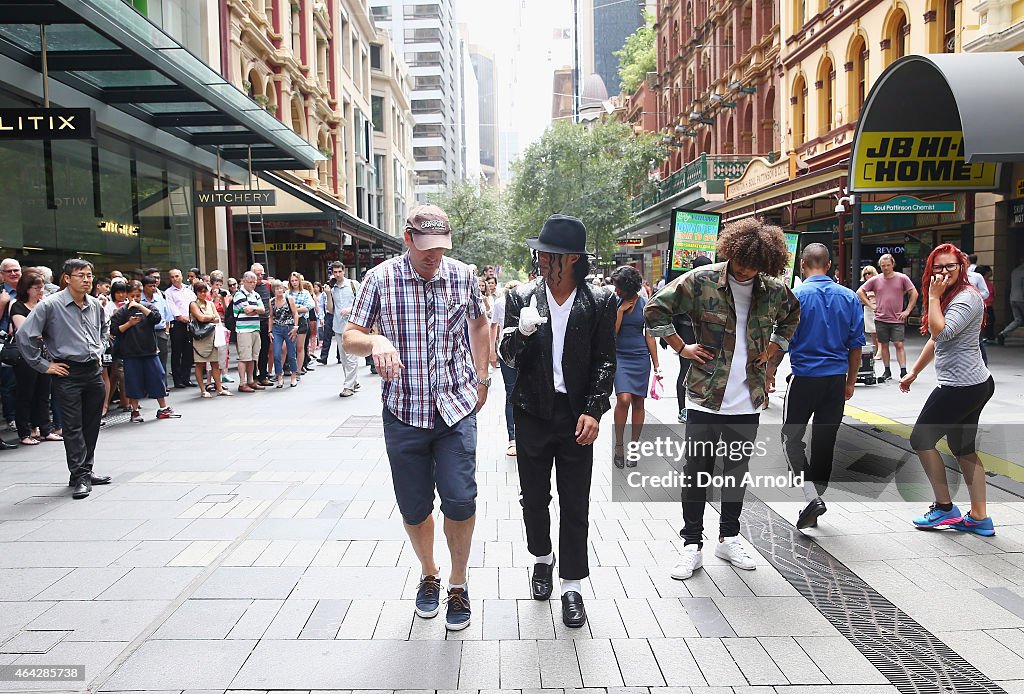 Michael Jackson Moonwalks In Sydney CBD