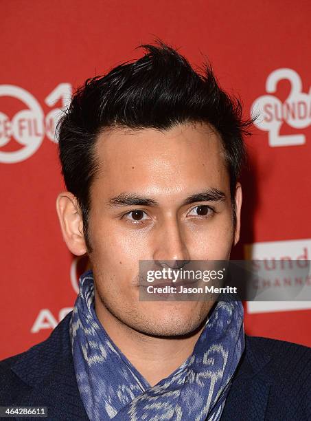 Actor Arifin Putra attends the premiere of "The Raid 2" at Eccles Center Theatre during the 2014 Sundance Film Festival on January 21, 2014 in Park...