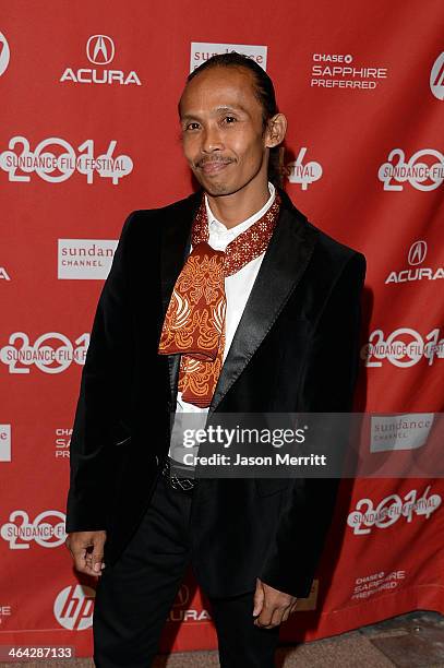 Yayan Ruhian attends the premiere of "The Raid 2" at Eccles Center Theatre during the 2014 Sundance Film Festival on January 21, 2014 in Park City,...