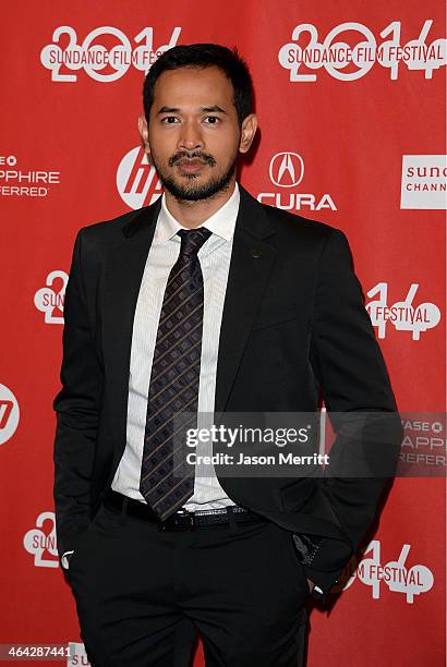 Actor Oka Antara attends the premiere of "The Raid 2" at Eccles Center Theatre during the 2014 Sundance Film Festival on January 21, 2014 in Park...
