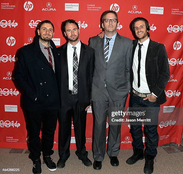 Producers Aram Tertzakian, Nate Bolotin, Todd Brown and Nick Spicer attend the premiere of "The Raid 2" at Eccles Center Theatre during the 2014...