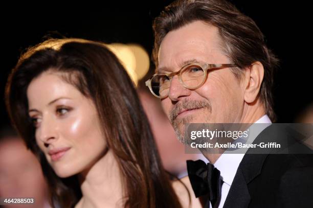 Actor Gary Oldman and wife Alexandra Edenborough arrive at the 25th Annual Palm Springs International Film Festival Awards Gala at Palm Springs...