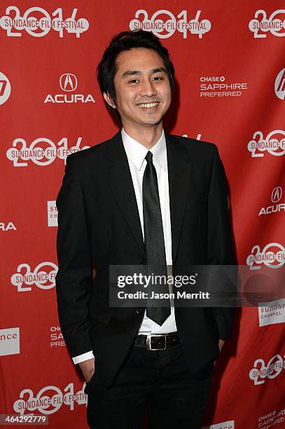 Composer Aria Prayogi attends the premiere of "The Raid 2" at Eccles Center Theatre during the 2014 Sundance Film Festival on January 21, 2014 in...