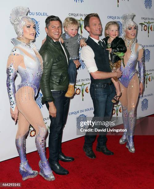 Cirque Du Soleil performer, chef David Burtka, son Gideon Scott, partner actor Neil Patrick Harris, daughter Harper Grace and Cirque Du Soleil...