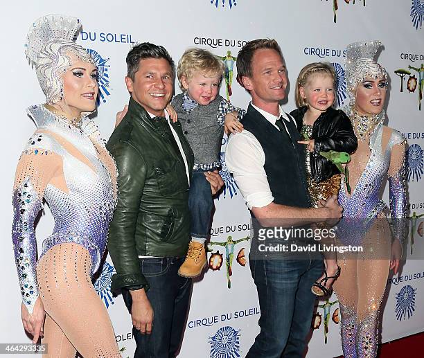 Cirque Du Soleil performer, chef David Burtka, son Gideon Scott, partner actor Neil Patrick Harris, daughter Harper Grace and Cirque Du Soleil...