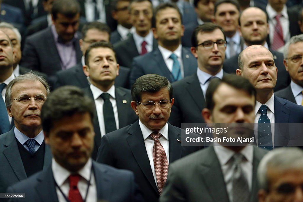 Turkish Prime Minister Ahmet Davutoglu attends a meeting of...