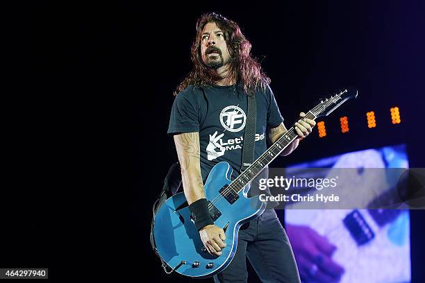 Dave Grohl of the Foo Fighters performs at Suncorp Stadium on February 24, 2015 in Brisbane, Australia.