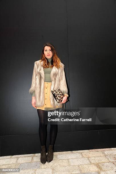 Gemma Talbot, style blogger wearing River Island jacket, Miss Selfridge top, Miss Selfridge skirt, accessorised with a Michael Kors watch, Whistles...