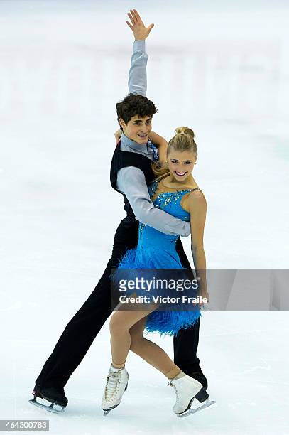 Piper Gilles and Paul Poirier of Canada compete in the Ice Dance Short Dance event during the Four Continents Figure Skating Championships on January...