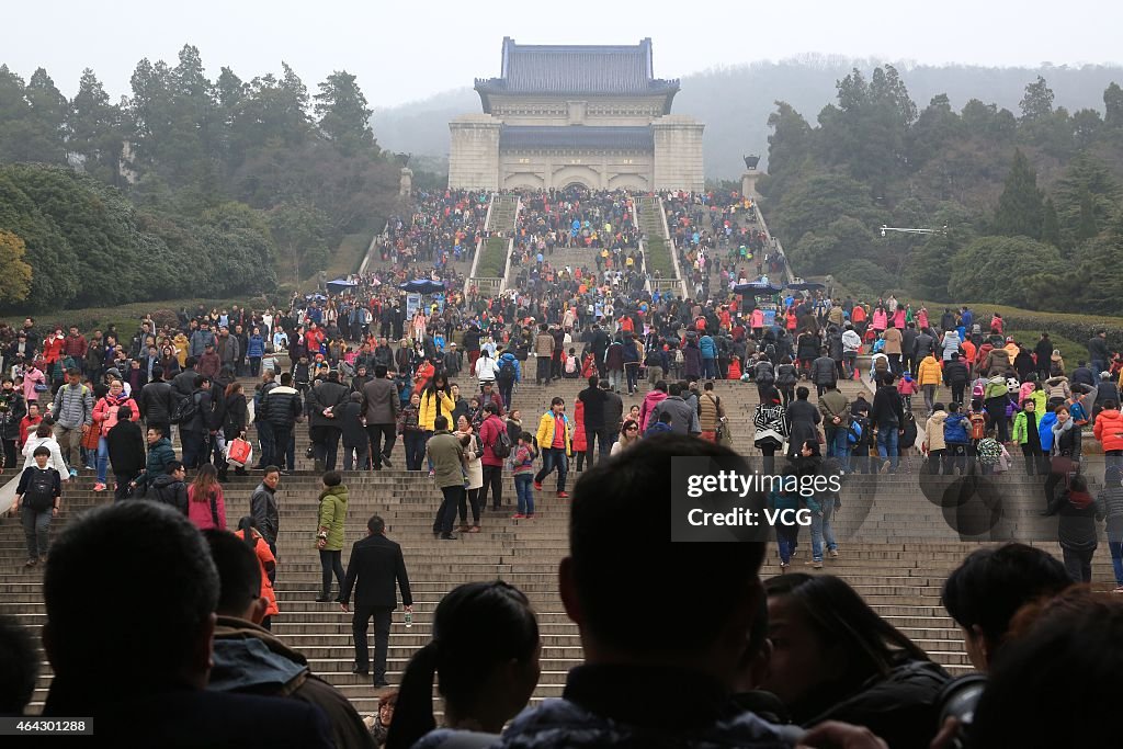 Dr. Sun Yat-sen's Mausoleum Is Full Of Tourists In Nanjing