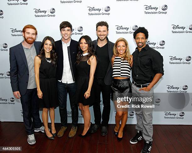 Talent, executives and showrunners from Walt Disney Television via Getty Images arrived at the Viennese Ballroom of The Langham Huntington in...