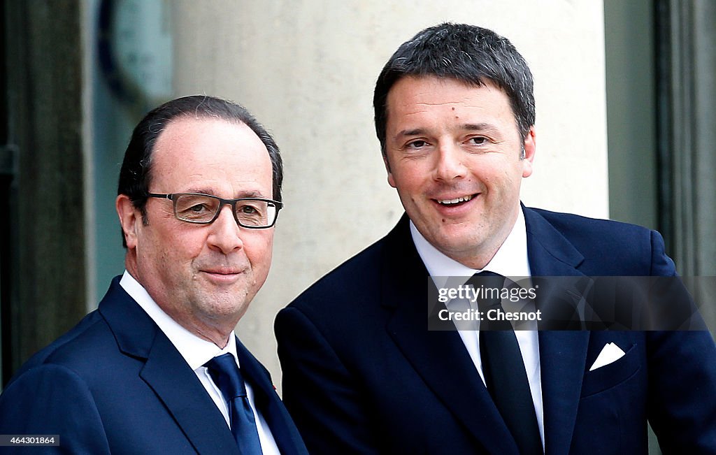 French President Francois Hollande Receives Matteo Renzi, Italian Prime Minister