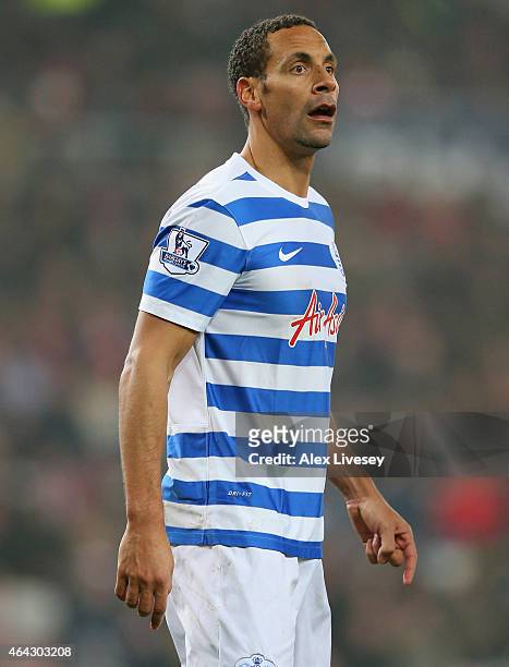 Rio Ferdinand of Queens Park Rangers during the Barclays Premier League match between Sunderland and Queens Park Rangers at Stadium of Light on...