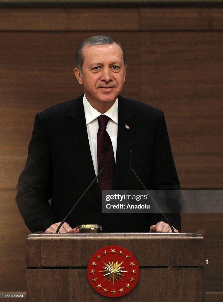 Turkish President Erdogan attends mukhtars meeting in Ankara