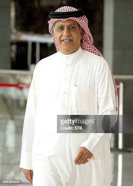 Asian Football Confederation President Sheikh Salman Bin Ibrahim Al-Khalifa arrives for a meeting in Doha on February 24, 2015 with the FIFA...