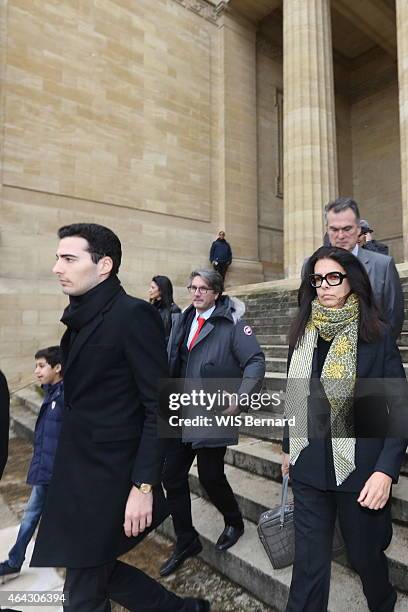 At the trial for abuse of weakness against billionaire Liliane Bettencourt, Francoise Bettencourt-Meyers, his son Jean-Victor and her lawyer Anaud...