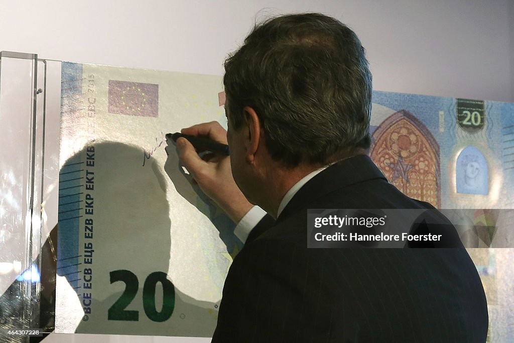 Mario Draghi Presents New 20 Euro Note