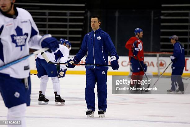 Assistant coach Steve Staios during the Toronto Maple Leafs practice held at the Air Canada Centre.