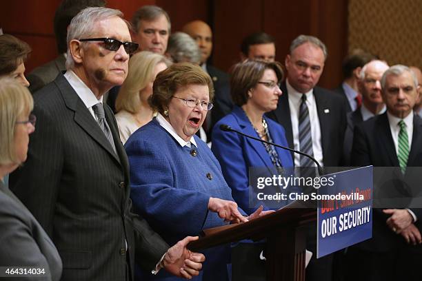 Joined by fellow Senate Democrats, Appropriations Committee ranking member Sen. Barbara Mikulski accuses Republican Senate leaders of manufacturing...