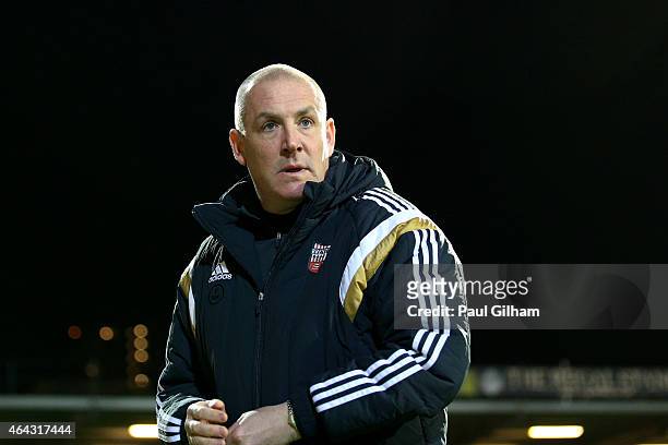 Mark Warburton the manager of Brentford looks on prior to kickoff during the Sky Bet Championship match between Brentford and Blackpool at Griffin...
