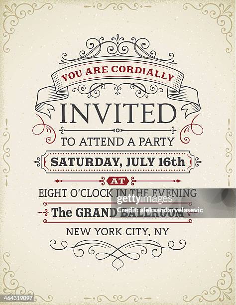 vintage invitation - rustic font stock illustrations