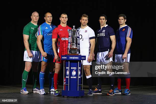 Paul O'Connell of Ireland, Sergio Parisse of Italy, Sam Warburton of Wales, Chris Robshaw of England, Kelly Brown of Scotland and Pascal Papé of...