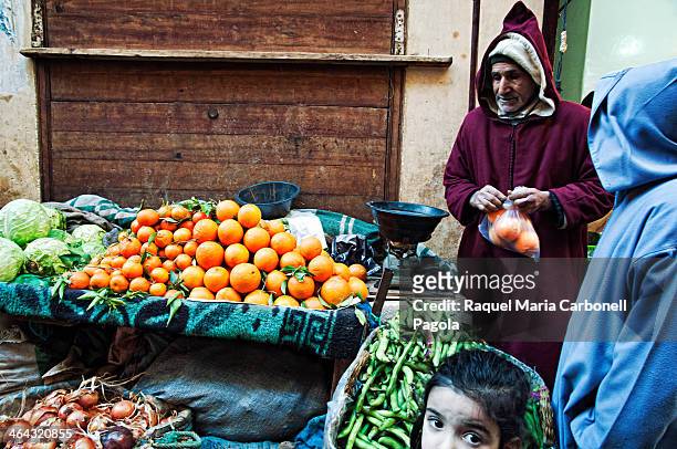 Vegetables and fruits street stall in the souq of the old Medina.