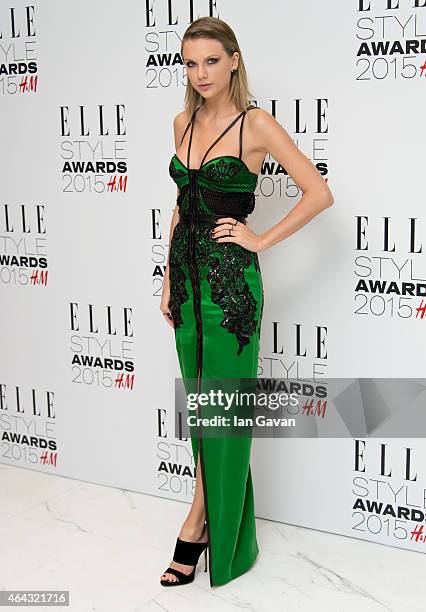 Taylor Swift attends the Elle Style Awards 2015 at Sky Garden @ The Walkie Talkie Tower on February 24, 2015 in London, England.