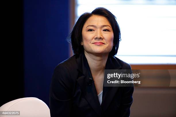 Zhang Xin, billionaire and chief executive officer of Soho China Ltd., pauses during a session on the opening day of the World Economic Forum in...