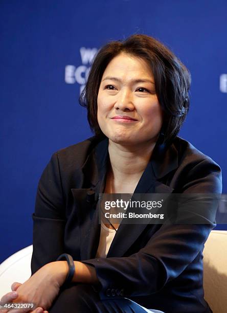 Zhang Xin, billionaire and chief executive officer of Soho China Ltd., pauses during a session on the opening day of the World Economic Forum in...