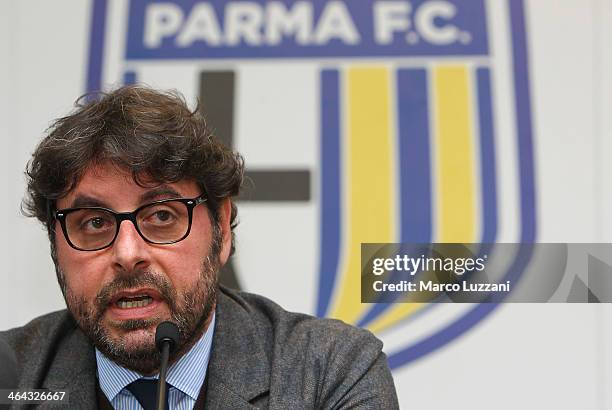 General Manager of Parma FC Pietro Leonardi speaks during a press conference at the club's training ground on January 22, 2014 in Collecchio, Italy.