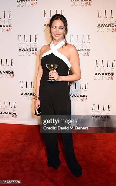 Lauren Silverman poses in the Winners Room at the Elle Style Awards 2015 at Sky Garden @ The Walkie Talkie Tower on February 24, 2015 in London,...