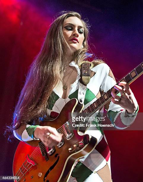 Singer Kitty Durham of the British band Kitty, Daisy and Lewis performs live during a concert at the Columbiahalle on February 24, 2015 in Berlin,...