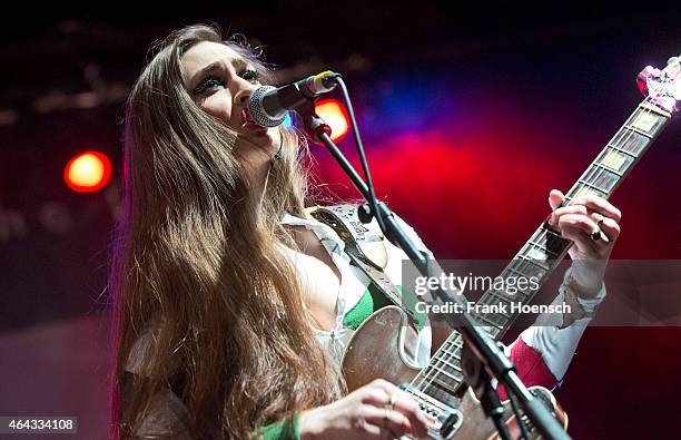 Singer Kitty Durham of the British band Kitty, Daisy and Lewis performs live during a concert at the Columbiahalle on February 24, 2015 in Berlin,...